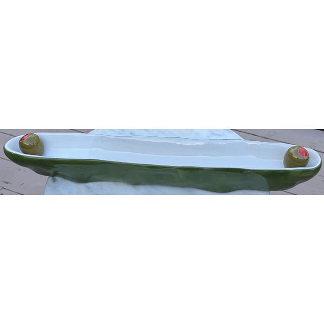 Vintage Trompe L’Oleil Olive Server For Sale - Image 11 of 17