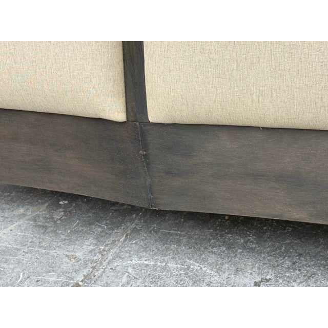 Cream Queen Size Wood + Upholstered Headboard For Sale - Image 8 of 12