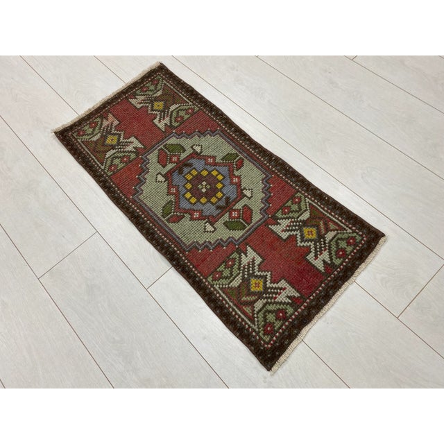 Traditional 1960s Vintage Red and Light Green Bohemian Rug For Sale - Image 3 of 6