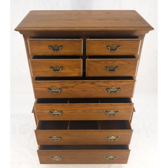 Chestnut Chest on Chest High Boy 8 Drawers Chippendale Style Dresser For Sale - Image 12 of 12