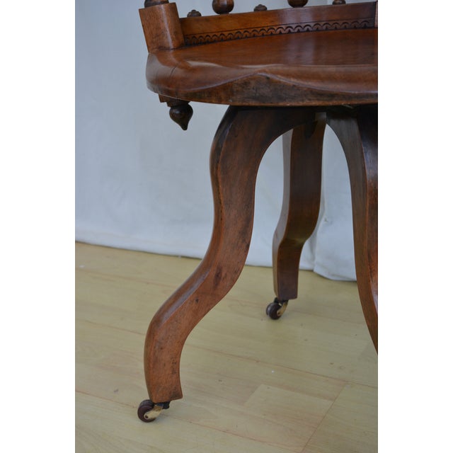 Aesthetic Movement Walnut Swivel Desk Chair, England, 1880s For Sale - Image 11 of 18