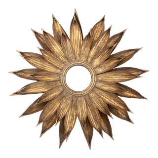 1970s Gilt Metal Starburst Mirror For Sale