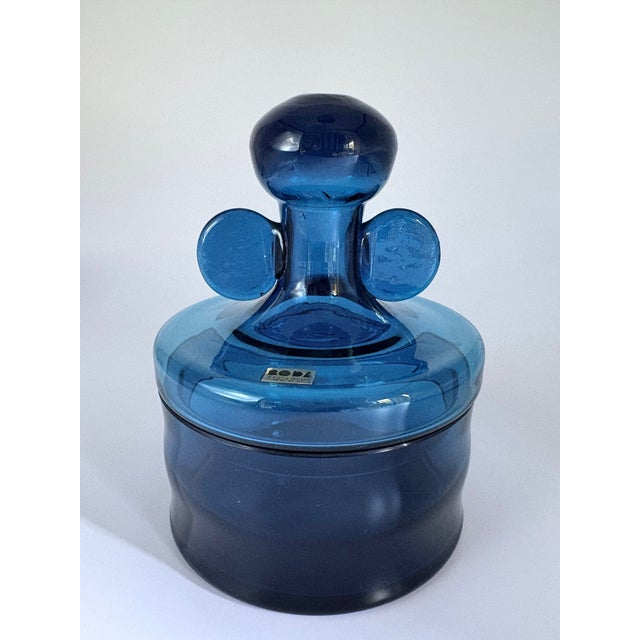 Vintage Blue Glass Lidded Jars by Bertil Vallien for Boda, 1960s, Set of 2 For Sale - Image 11 of 18