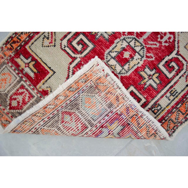 Brick Red 1960s Hand Knotted Door Mat, Entryway Rug, Bath Mat, Kitchen Decor, Small Rug, Turkish Rug - 22"x47" For Sale - Image 8 of 12