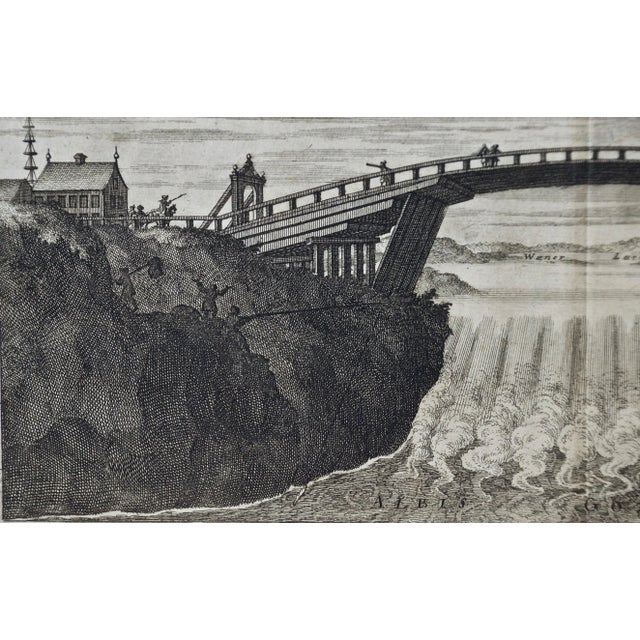 Early 18th Century An Antique Engraved View of Waterfalls in Sweden in the 17th C. By Erik Dahlberg , 1705 For Sale - Image 5 of 5