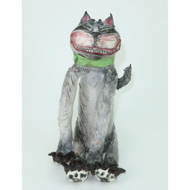 Leslie Wallace Coon Ceramic Cat Folk Art Sculpture For Sale - Image 11 of 15