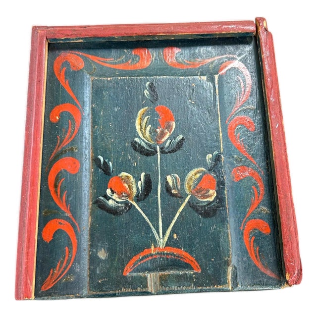 Late 18th Early 19th Century Swedish Rosemaling Hand Painted Folk Art Box For Sale