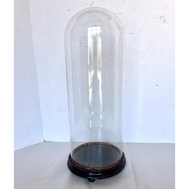 Transparent Early 1900s French Hand Blown Class Cloche on Footed Base For Sale - Image 8 of 11