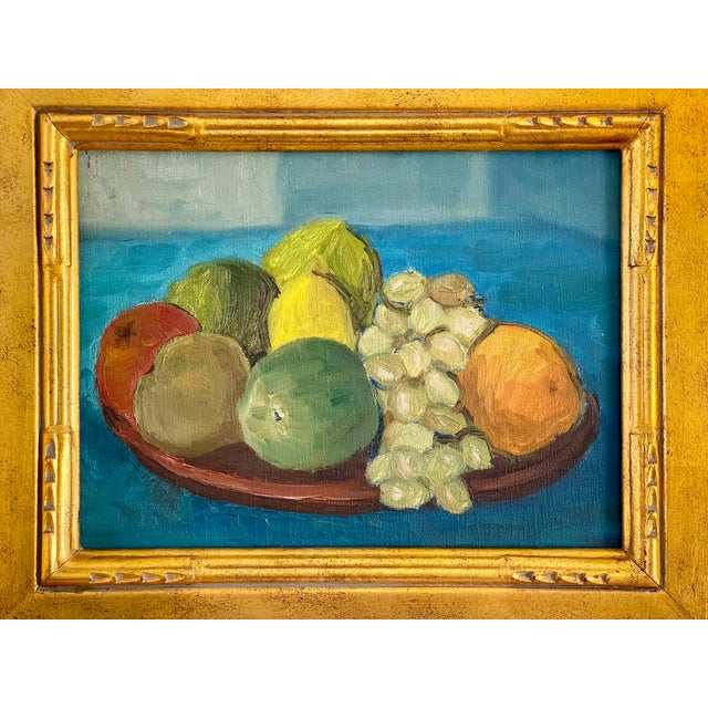 Mid-Century Danish Oil on Board Still Life of Colorful Fruit, 1950’s For Sale - Image 9 of 11