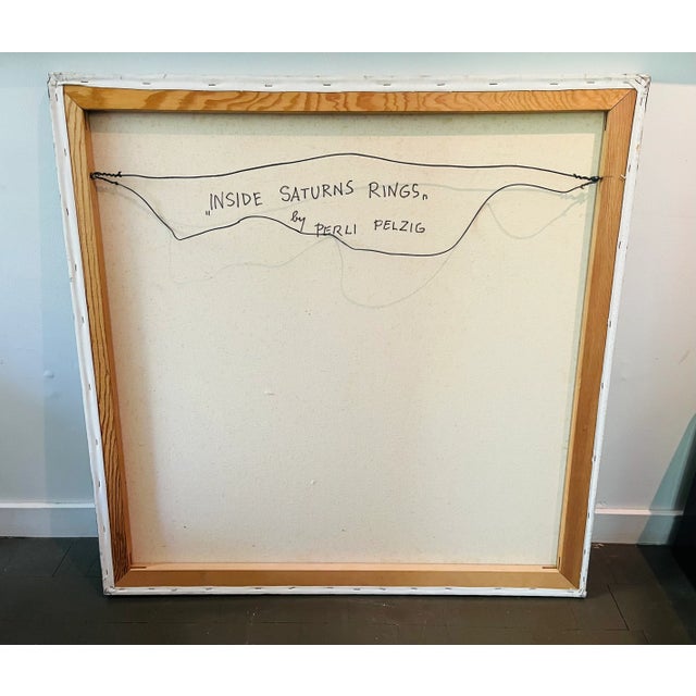 Vintage Wall Art Large Colorful Signed Canvas For Sale - Image 4 of 6