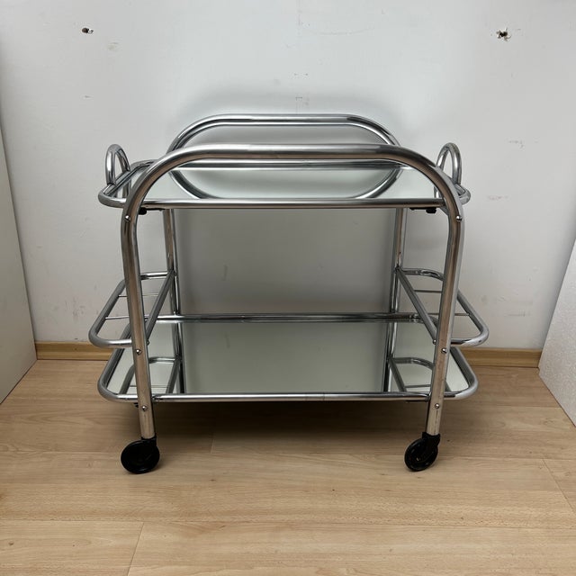 Art Deco Chromed Steel Bar Cart by Robert Mallet-Stevens, France, 1925 For Sale - Image 6 of 18