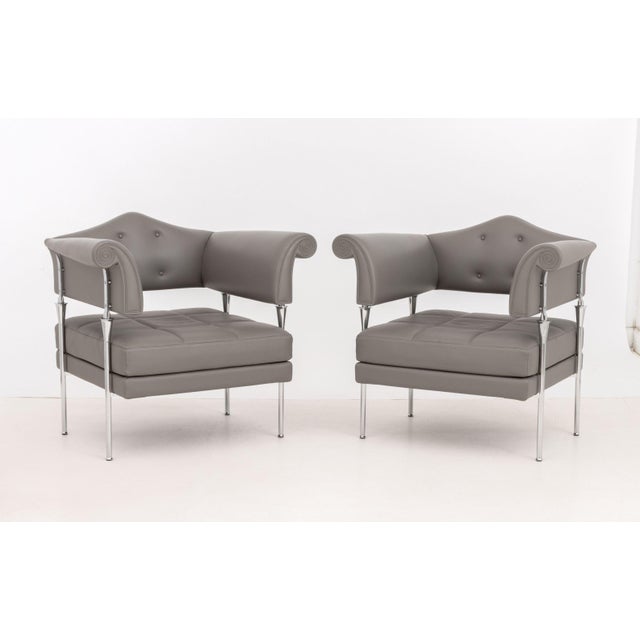 Mid-Century Modern Luca Scacchetti for Poltrona Frau "Hydra Enif" Arm Chairs, Pair For Sale - Image 3 of 11
