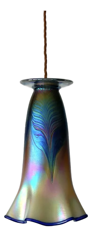 Art Nouveau Hanging Lamp with Peacock Feathers Decor by Richard Rooze