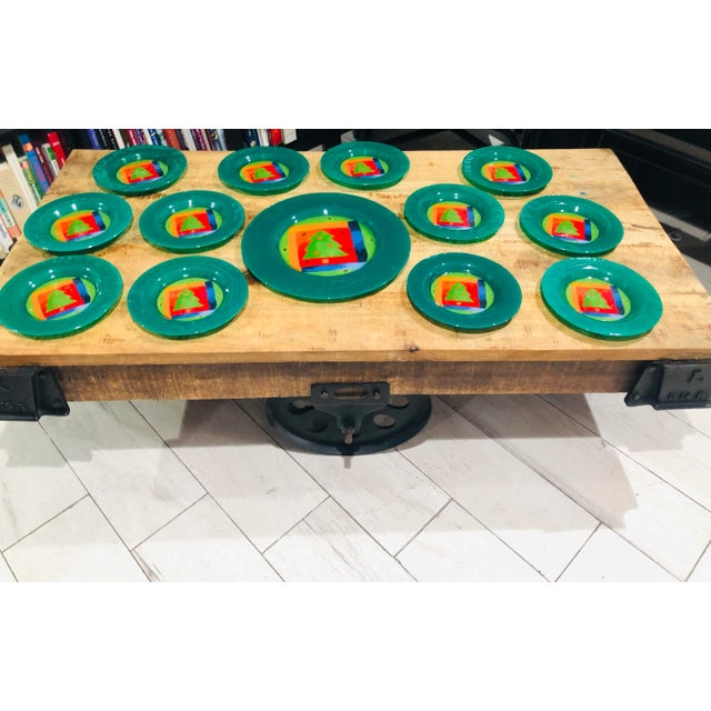 Just perfect for your holidays table decor the large one for your favorite sweets or cake 13.5”x13.5” And 12 plates...