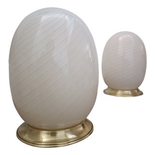 Murano Glass Egg Lamps, 1970s, Set of 2 For Sale