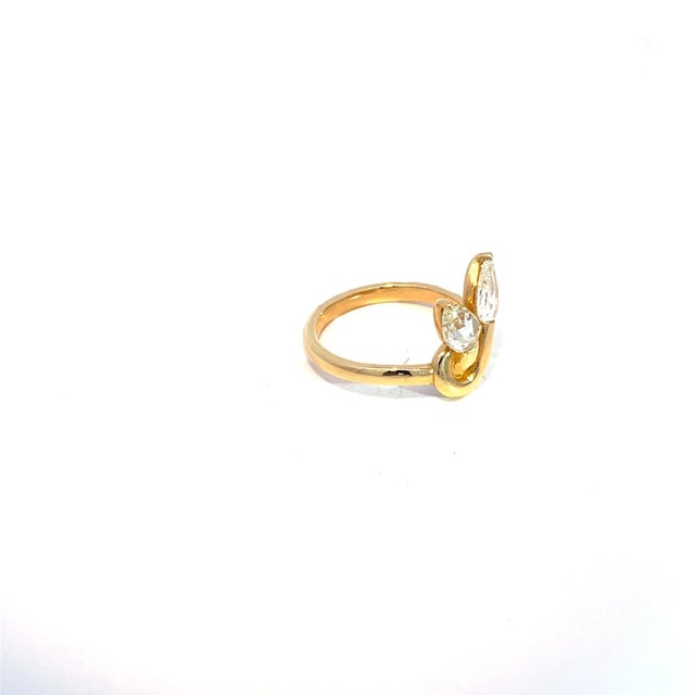 Modern 18k Yellow Gold Leaf Design 1.04ct Diamond Ring, Size 6.25 For Sale - Image 3 of 6