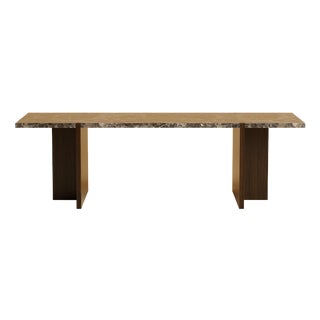 Emperador Dark Marble and Smoked Oak Lounge Table by Lebanto For Sale