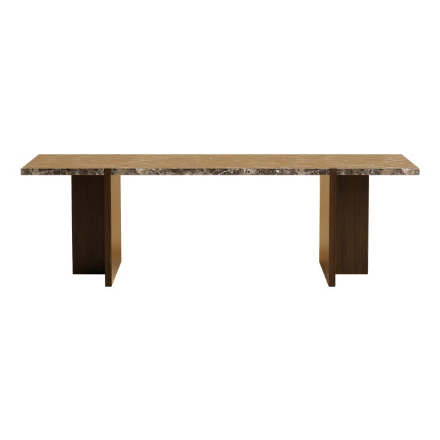Emperador Dark Marble and Smoked Oak Lounge Table by Lebanto For Sale