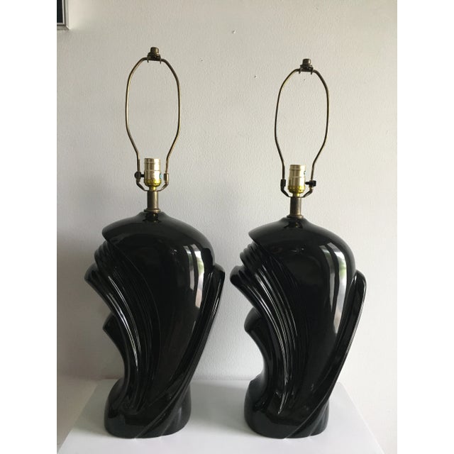 1980s Vintage Ceramic Wave Lamps - a Pair For Sale - Image 9 of 13
