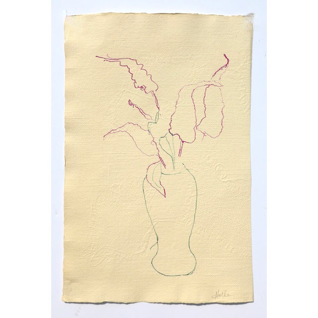 "Flowers in a Vase" Contemporary Still Life Ink Drawing by Martha Holden For Sale In Los Angeles - Image 6 of 6