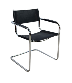 Chromed Metal Chair in Black Leather by Breuer, 1970