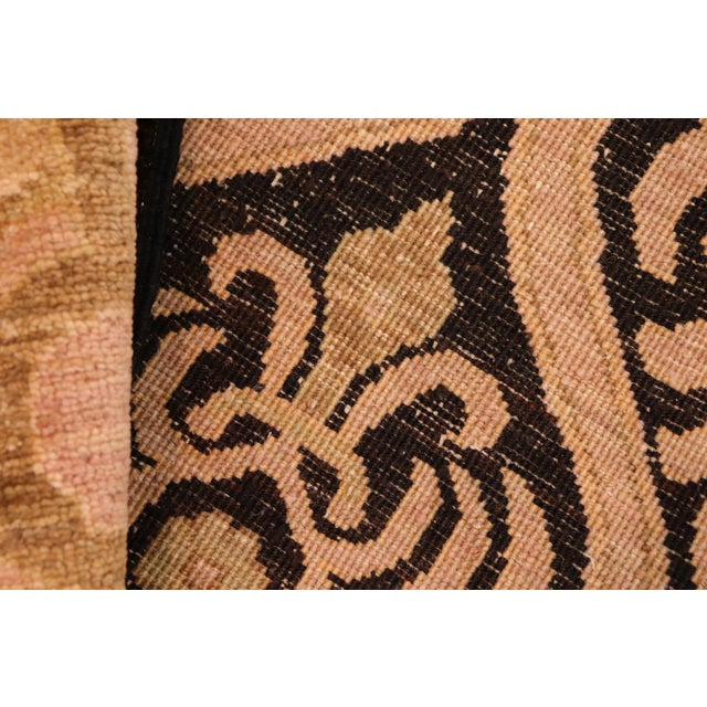 Textile Shabby Chic Ziegler Black Tan Hand-Knotted Wool Rug - 8'0'' X 9'8'' For Sale - Image 7 of 8