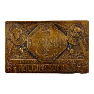 1911 Whitehead-Hoag Bronze Plaque – Holland Society of Ny Annual Dinner, Jan For Sale