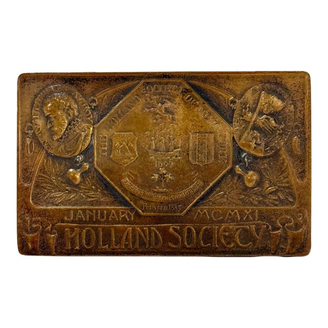 1911 Whitehead-Hoag Bronze Plaque – Holland Society of Ny Annual Dinner, Jan For Sale