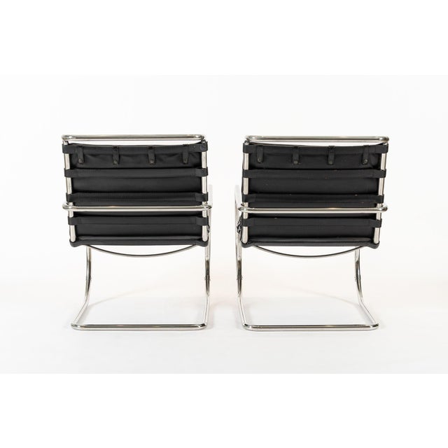 Knoll Mid Century Mr Black Leather Arm Chairs by Mies Van Der Rohe for Knoll For Sale - Image 4 of 15