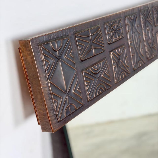 Large Handcrafted Copper Wall Mirror attributed to Santambrogio & De Berti, Italy, 1965 For Sale - Image 4 of 13