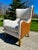 Contemporary Lillian August Style Wingback Chairs, Pair – Oatmeal Beige Mistral Upholstery, Diamond-Stitched Faux Leather, Nailhead Trim For Sale - Image 3 of 11