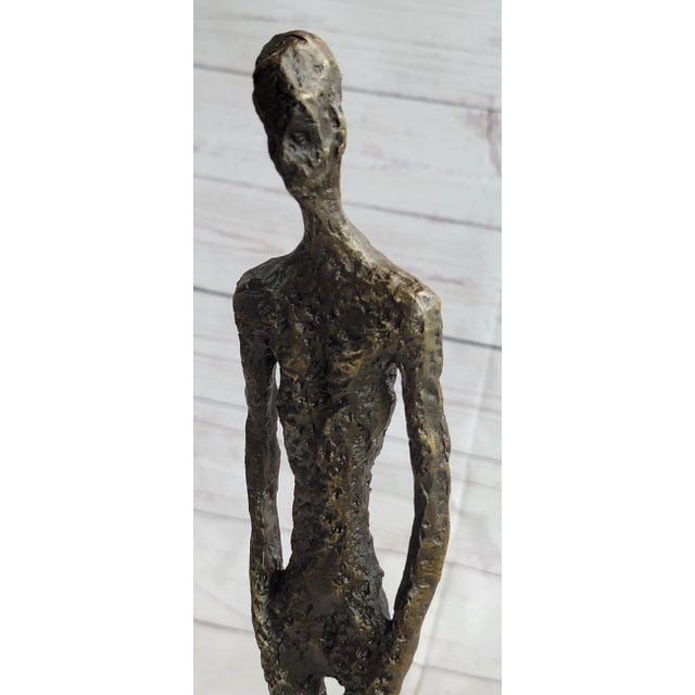Metal Alberto Giacometti Skinny Tall Stick Man Surrealist Bronze Sculpture Statue Figure For Sale - Image 7 of 10