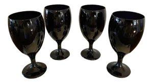 Libbey Tear Drop Black Amethyst Water Goblets - Set of 4