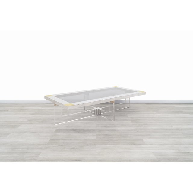 Mid-Century Modern Monumental Italian Chrome and Lucite Coffee Table by Sandro Petti, 1970s For Sale - Image 3 of 12