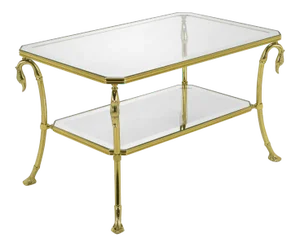 Brass Two-Tier End Table With Swan & Webbed Foot Detail