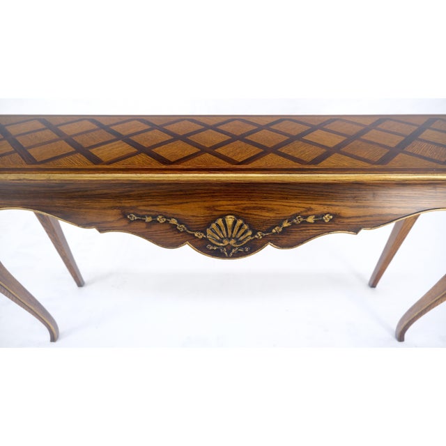 Parquetry Inlay Top Cabriole Leg Scallop Ornament Chestnut Console Sofa Table