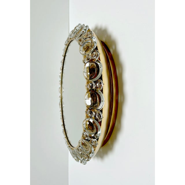 Vintage Illuminated Crystal Brass Mirror from Palwa, 1960s For Sale - Image 16 of 17