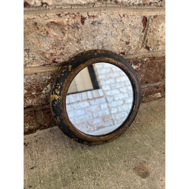 Pair of Small Vintage Metal Porthole Wall Mirrors For Sale - Image 4 of 11