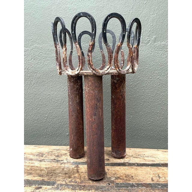Vintage Rusty Horseshoe Tall Plant Stand For Sale - Image 12 of 12