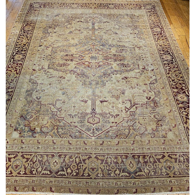 19th Century Agra Rug, Hand-Knotted Wool, Geometric Design, Pale Purple & Gray, 12' X 14’ For Sale - Image 10 of 18