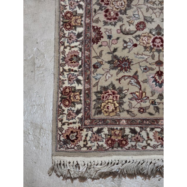 Traditional Vintage 1990s Ivory Floral Tabriz-Style Runner Rug – 2’3” X 10’ For Sale - Image 3 of 5