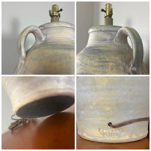 Large Ceramic Table Lamp With Handles | by Casual Lamps of California For Sale - Image 12 of 12