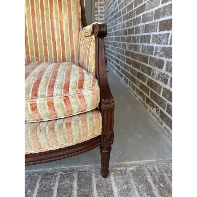 Vintage Henredon Louis XVI Style Square Back Bergère Chair For Sale - Image 11 of 18
