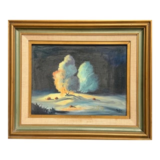Mid 20th Century Surrealist Landscape Oil Painting on Canvas Winifred Roosenberg For Sale