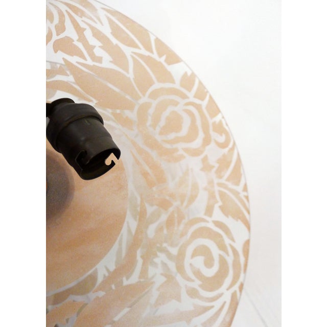 1940s Art Deco Chandelier with Discs Decorated with Stylized Roses in Pink Granite, 1940s For Sale - Image 5 of 13