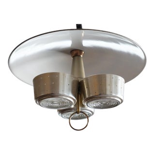 Atomic Space Age Modern Virden Large Saucer Tri-Spot Reel Suspension Swag Lamp 1950's For Sale