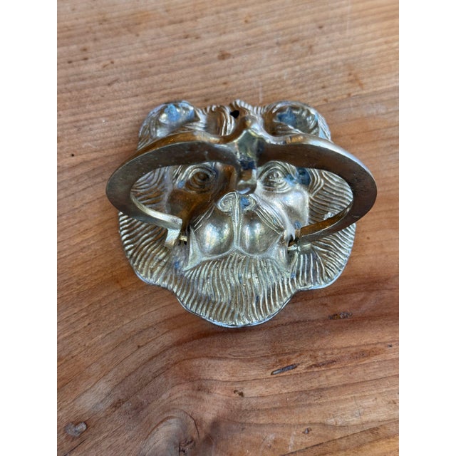 English English Brass Lion Door Knocker For Sale - Image 3 of 7
