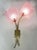 Contemporary Italian 2-Branch Pink Murano Glass Tulip Flower Gold Brass Sconces - a Pair For Sale In New York - Image 6 of 10
