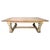 Rustic vintage dining table with a sturdy and traditional design. The top has a unique herringbone pattern in a light wood...
