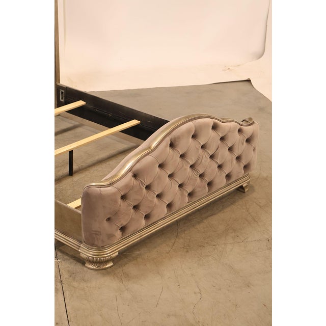 2010s Elegant Queen Bed Featuring a Deep Tufted Upholstered Head and Footboard For Sale - Image 5 of 18